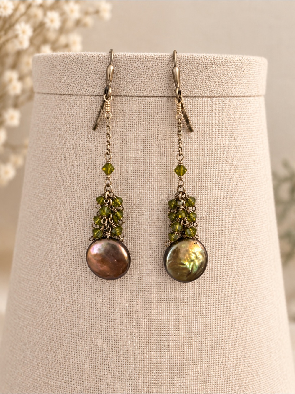 925 Sterling Silver Peacock Pearl Earrings